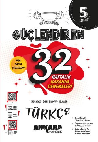 5. Sınıf Türkçe 32 Haftalık Kazanım Denemeleri Güçlendiren (iadesiz) -