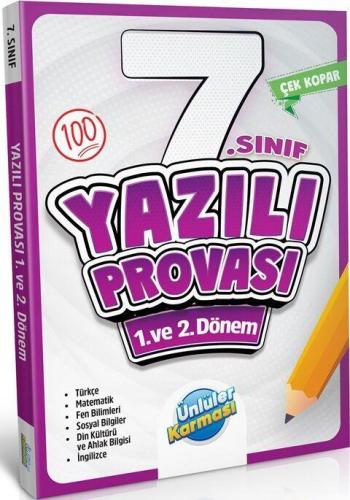 7. Sınıf Yazılı Provası 1. Ve 2. Dönem - Ünlüler Karması Komisyon | Ün