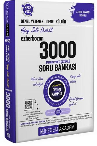 Kpss Lisans Gygk Soru Bankası 3000 Tek Kitap Ezberbozan 2024 - | Pegem